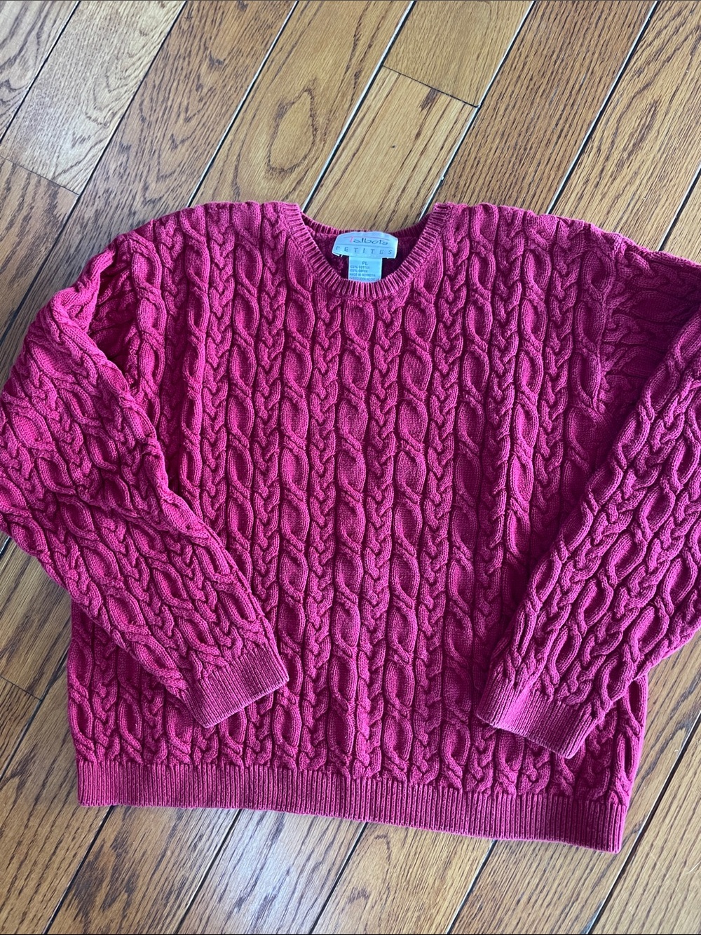 Talbots Cable Knit Crewneck Sweater - Raspberry Pink